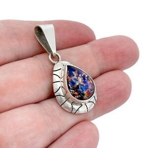 Vintage Mexico Sterling Silver 925 4.4cm Dichroic Glass Pendant